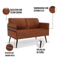 Namoradeira 02 Lugares Mari Corano Pés Palito De Ferro Nozes