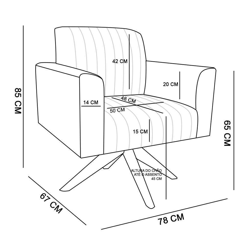 Poltrona Giratória Gomada Base Madeira Azul Marinho - 3