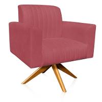 Poltrona Giratória Viena Gomada Base Madeira Ma30 Cor Rose - 8