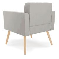 Kit 2 Poltronas Elisa Veludo Pés Palito Natural - D'rossi Cor Cinza - 6