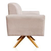 Poltrona Giratória Viena Gomada Base Madeira Ma30 Cor Bege - 6