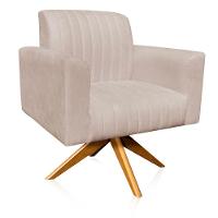 Poltrona Giratória Viena Gomada Base Madeira Ma30 Cor Bege - 8