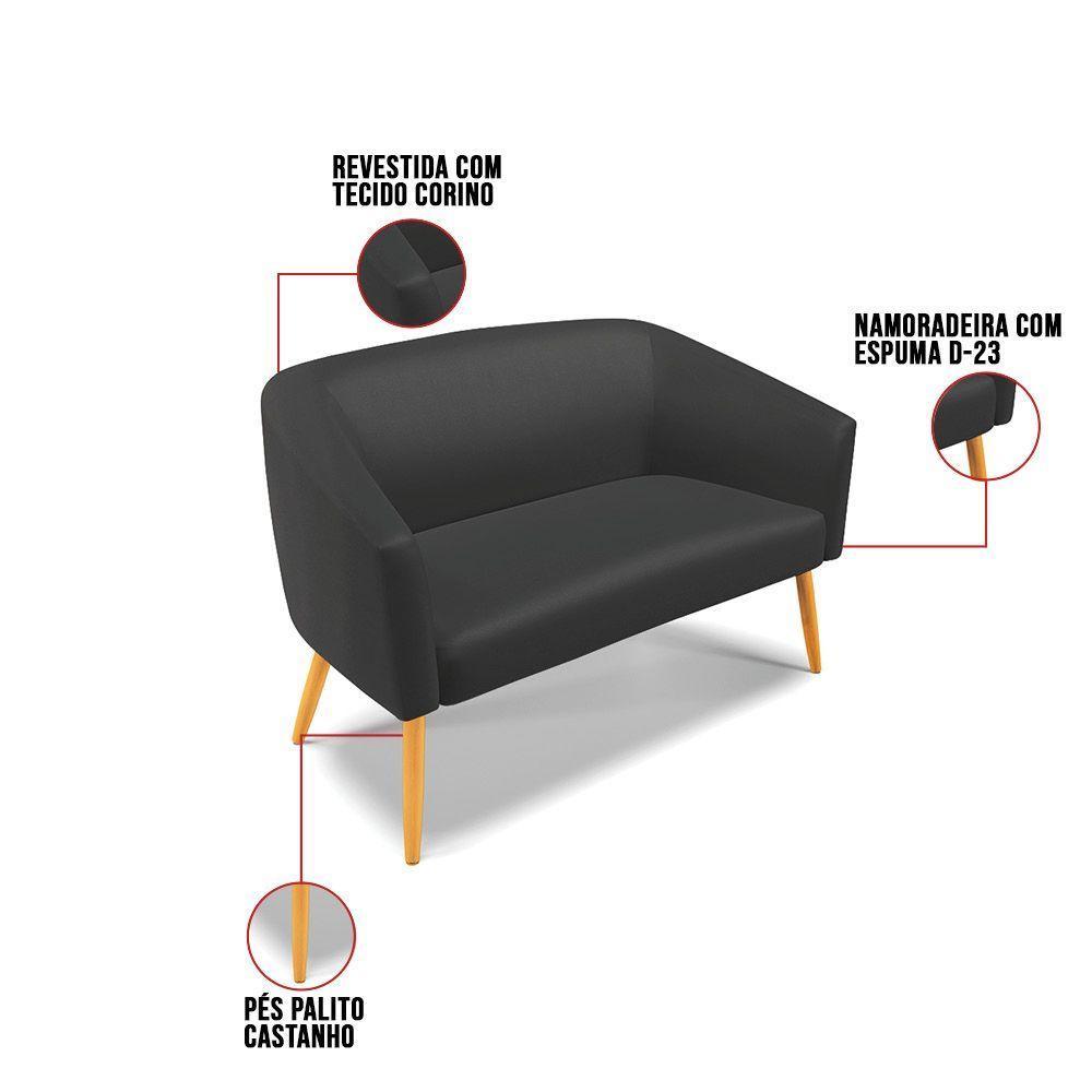 Namoradeira Corino Preto Pés Palito Castanho - 4