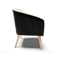 Poltrona Corano Preto Com Linho Bege Pés Palito - 5