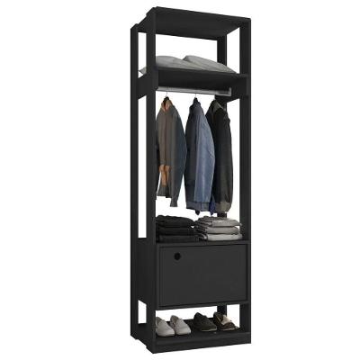 Módulo Guarda Roupa Closet 58cm Com 1 Porta Titan Preto