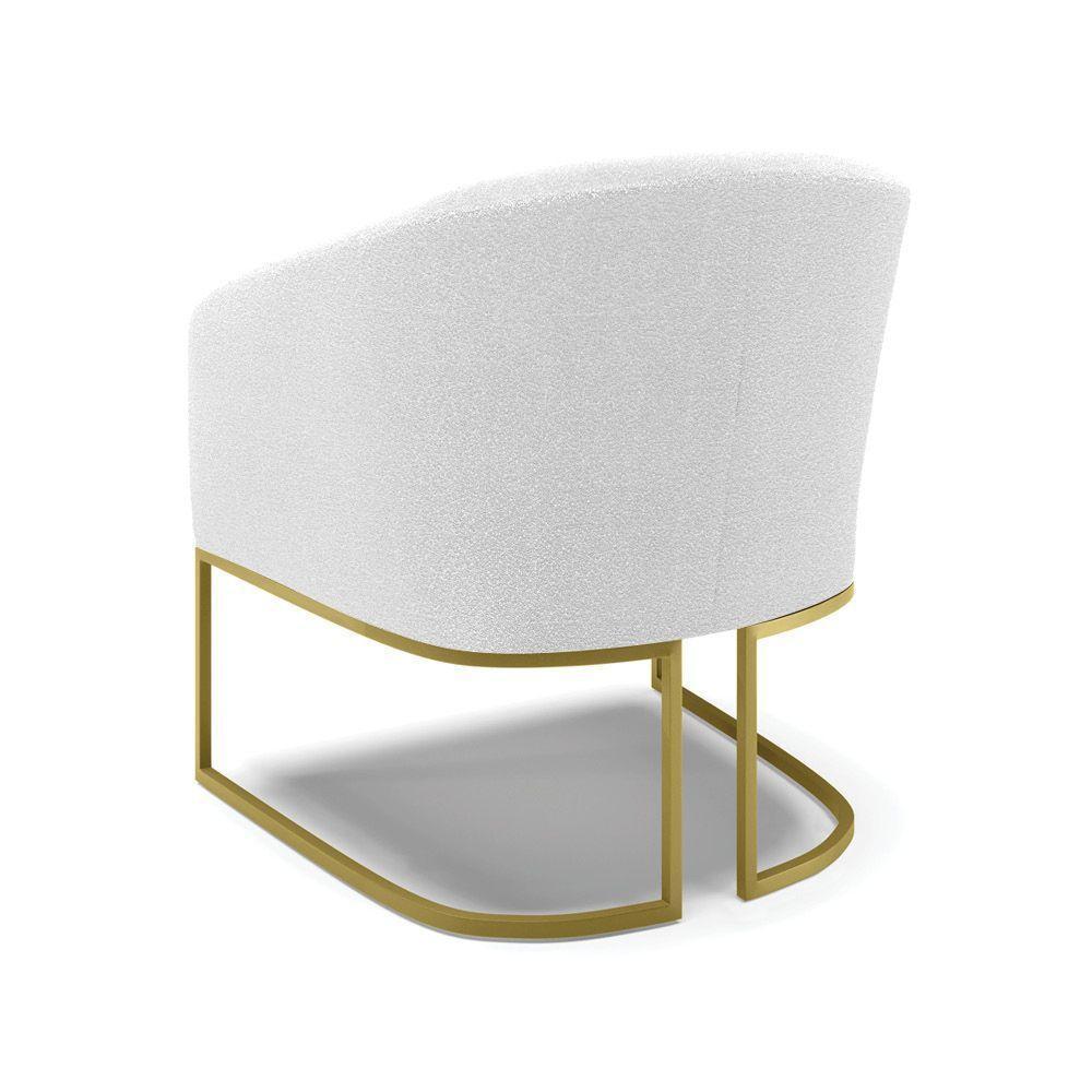 Kit 2 Poltronas Stella Bouclê Base Metálica Industrial Dourado - D'rossi Cor Off White - 6