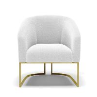 Kit 2 Poltronas Stella Bouclê Base Metálica Industrial Dourado - D'rossi Cor Off White - 3