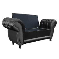 Recamier com Baú Grécia Namoradeira Calçadeira Corino Preto - 2