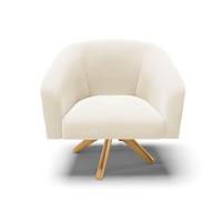 Poltrona Giratória Stella Veludo Base Madeira Ma30 - D'rossi Cor Bege - 7