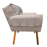 Kit 02 Poltronas Linho Fino Bege A27 Pés Palito Castanho - 9