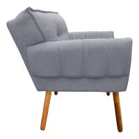 Kit 02 Poltronas Linho Cinza A26 Pés Palito Castanho D´rossi - 1