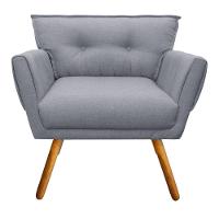 Kit 02 Poltronas Linho Cinza A26 Pés Palito Castanho D´rossi