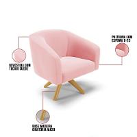 Kit 02 Poltronas Giratória Stella Suede Rosa Bebê - 3