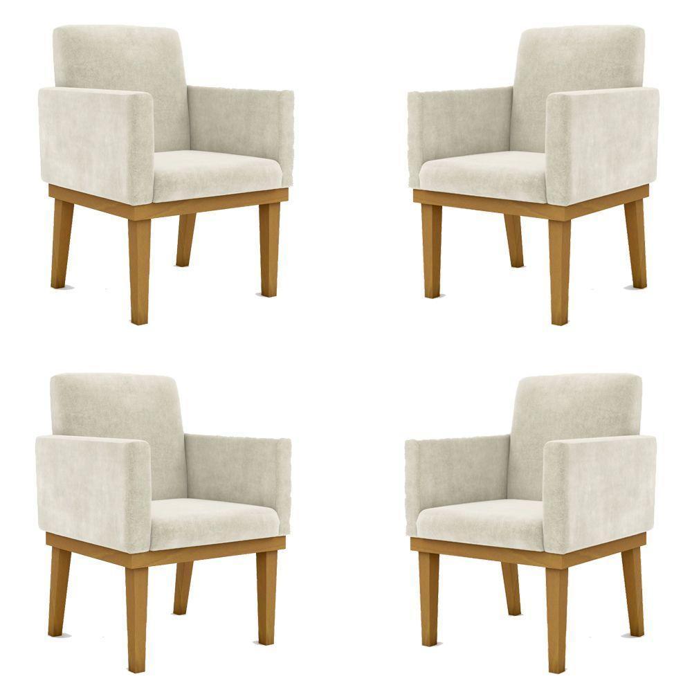 Kit 4 Poltronas Reforçadas Penteadeira bege - 1