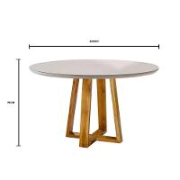 Conjunto Sala De Jantar Natalle 4 Lugares Mesa Redonda Tampo Em Vidro 1,0m E 4 Cadeiras Móveis Mundial Mel/offwhite/cinza Profundo - 2