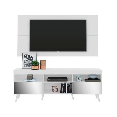 Rack com Painel Tv até 65" com Espelho Pés Retrô Multimóveis