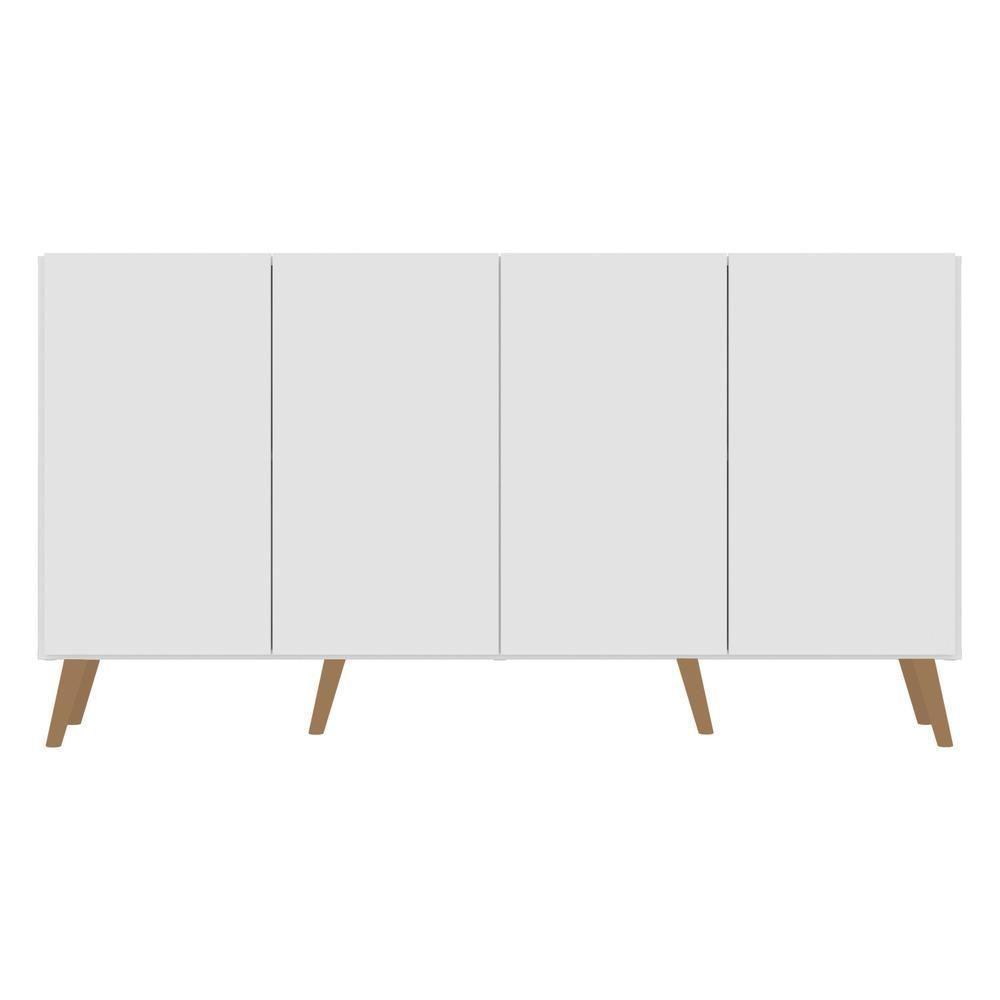 Aparador Buffet 4 Portas Retrô Veneza Multimóveis V3556 Branco/Natural Branco/Natural - 3