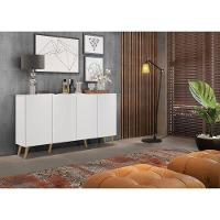 Aparador Buffet 4 Portas Retrô Veneza Multimóveis V3556 Branco/Natural Branco/Natural - 2