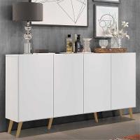 Aparador Buffet 4 Portas Retrô Veneza Multimóveis V3556 Branco/Natural Branco/Natural - 6
