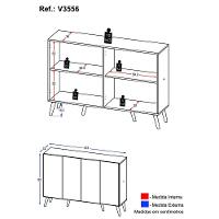 Aparador Buffet 4 Portas Retrô Veneza Multimóveis V3556 Branco/Natural Branco/Natural - 7