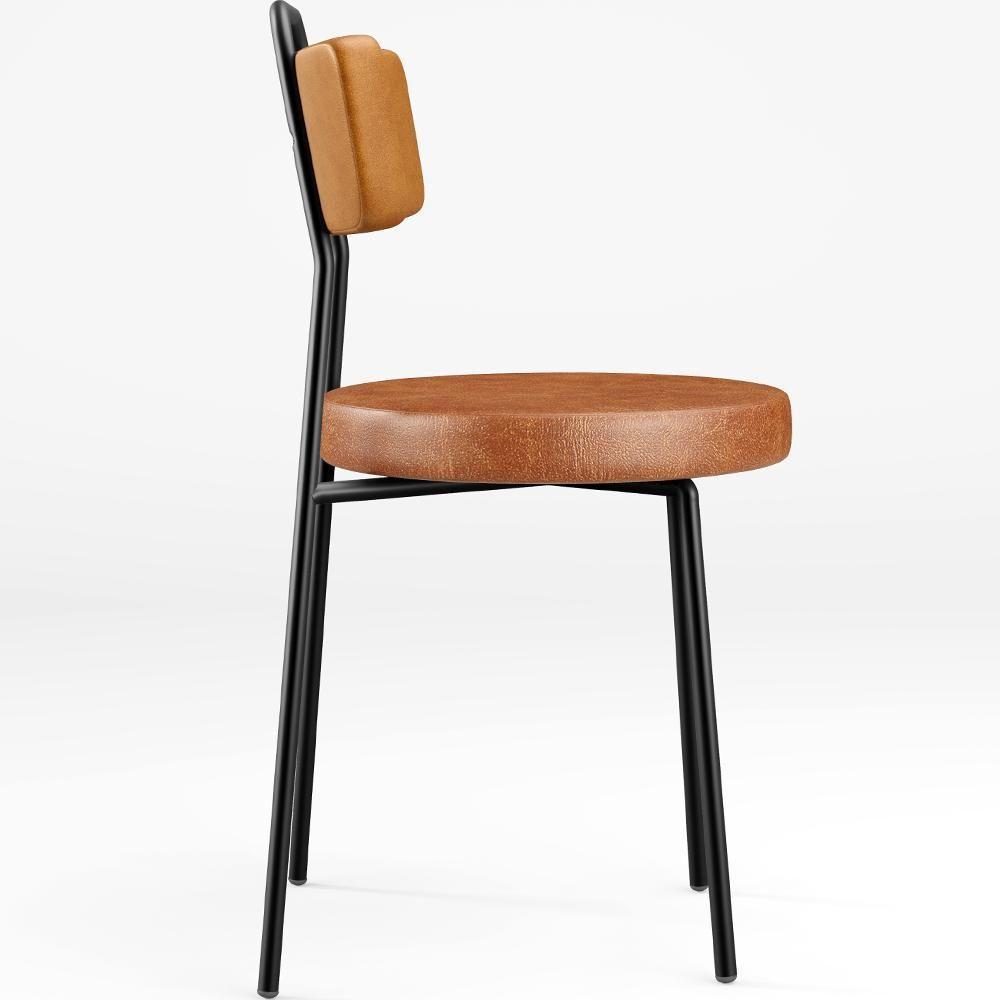 Cadeira Decorativa Estofada Para Sala De Jantar Barcelona L02 Couríssimo Whisky Camel - 3