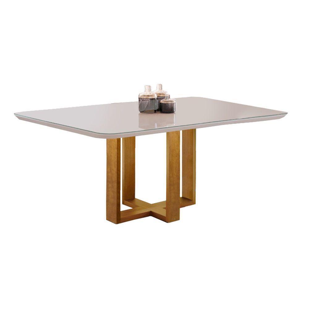 Kit Sala De Jantar 6 Lugares Mesa Lisy E 6 Cadeiras Jade Veludo - Off White Com Marrom Acinzentado - 3