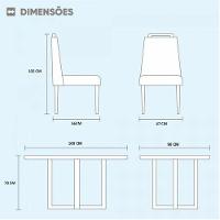 Kit Sala De Jantar 6 Lugares Mesa Lisy E 6 Cadeiras Jade Veludo - Off White Com Marrom Acinzentado - 2