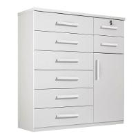 Cômoda Vitoria 1 Porta E 8 Gavetas Plus Com Escala De Brilho Em Fosco Benetil Branco - 1