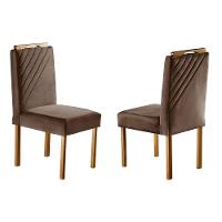 Conjunto Sala De Jantar 4 Lugares Mesa Lisy Tampo Em Vidro E Cadeiras Imperatriz Marrom Burguês - Móveis Mix Mel Com Off-white E Marrom Burguês