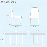 Conjunto Sala De Jantar 4 Lugares Mesa Lisy Tampo Em Vidro E Cadeiras Imperatriz Marrom Burguês - Móveis Mix Mel Com Off-white E Marrom Burguês - 6