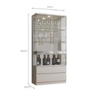 Cristaleira 2 Portas Vidro 2 Gavetas Diamante Off White