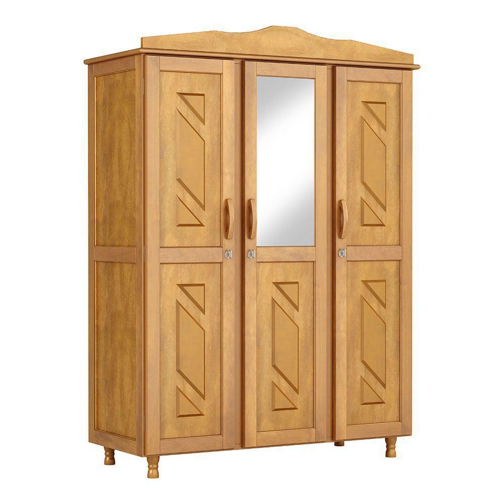 Guarda-roupa Solteiro Mel 3 Portas Espelho 3 Gavetas - 1