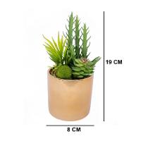 Vaso Decorativo Dourado Com Mix De Suculentas Artificiais 19x8 Cm F04 - D'rossi - 17