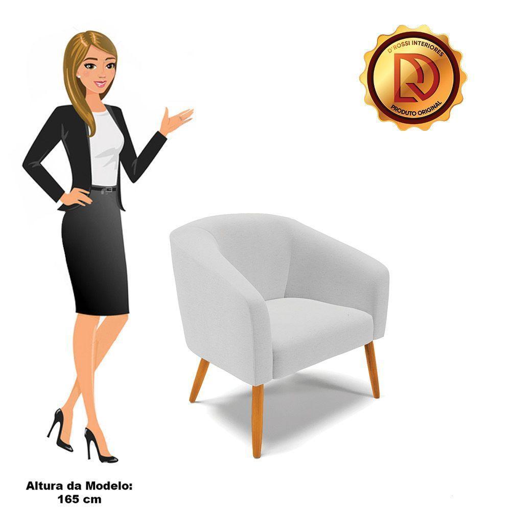 Poltrona Stella Linho Pés Palito Castanho - D'rossi Cor A05 Cinza Claro - 2
