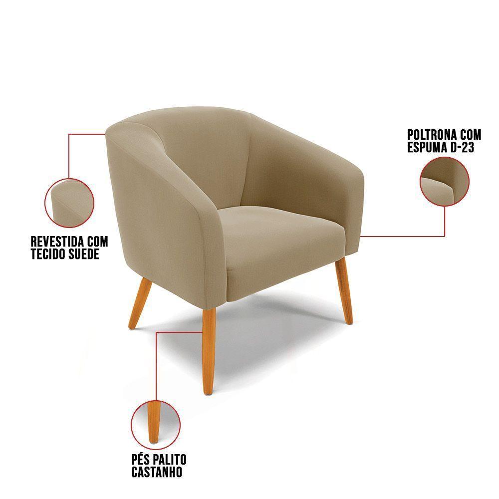 Kit 02 Poltronas Stella Suede Pés Palito Castanho - D'rossi Cor Marrom Rato - 7