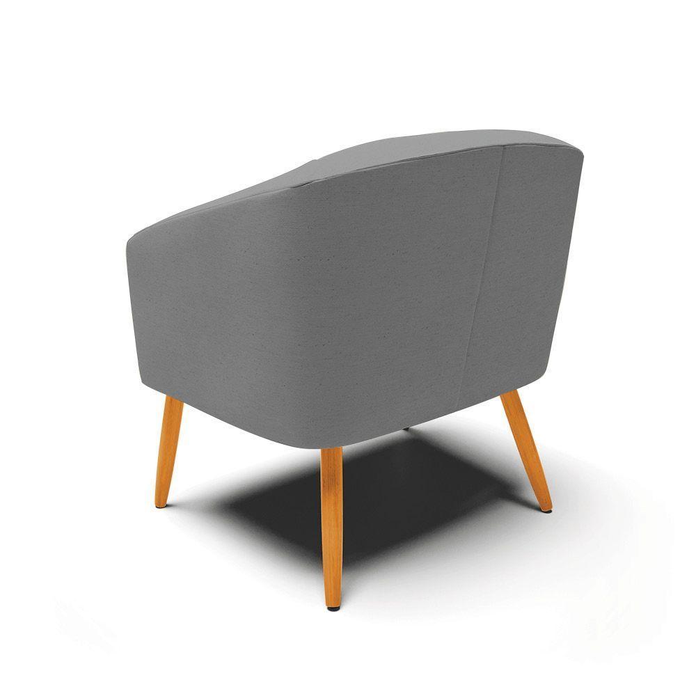 Kit 02 Poltronas Stella Linho Pés Palito Castanho - D'rossi Cor A26 Grafite - 7