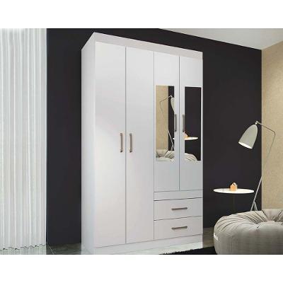 Guarda Roupa 4 Portas E 2 Gavetas C- Espelho Havana Star 4.2 Branco - Santos Andirá