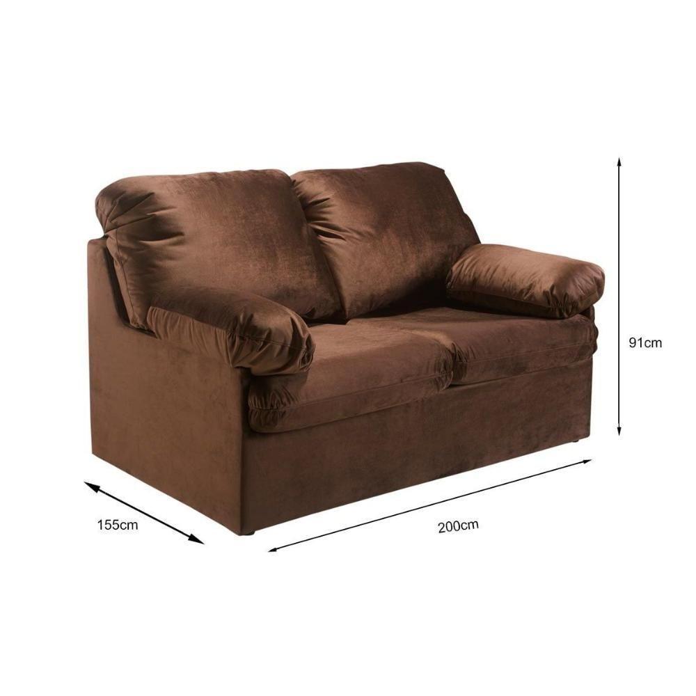 Sofá Cama p/Sala MH1456 Idea Suede Marrom Escuro - Herval - 6