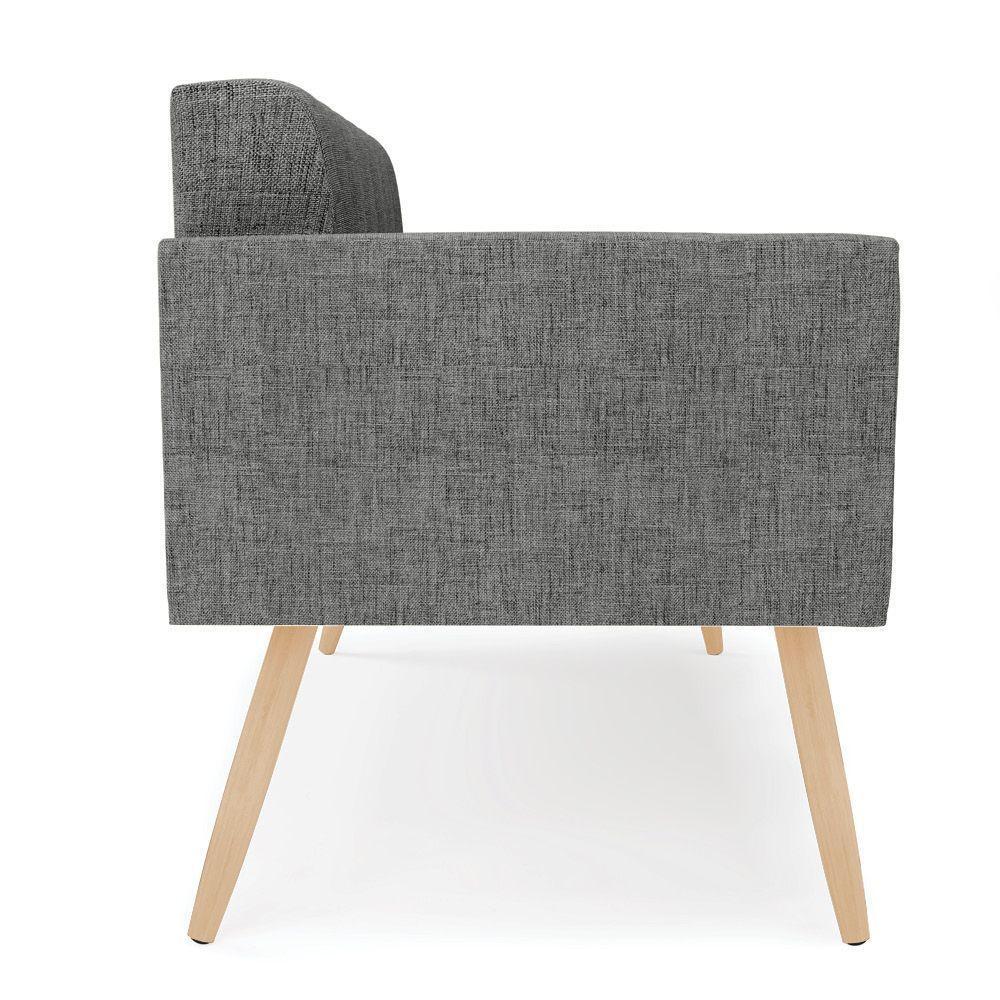 Sofá Namoradeira Elisa Linho Grafite A26 Pés Palito Natural - D'rossi - 5