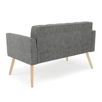 Sofá Namoradeira Elisa Linho Grafite A26 Pés Palito Natural - D'rossi - 3