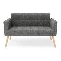 Sofá Namoradeira Elisa Linho Grafite A26 Pés Palito Natural - D'rossi