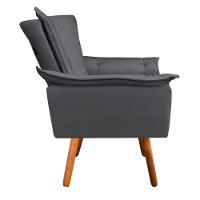 Poltrona Veludo Grafite Pés Palito Castanho D´rossi - 5