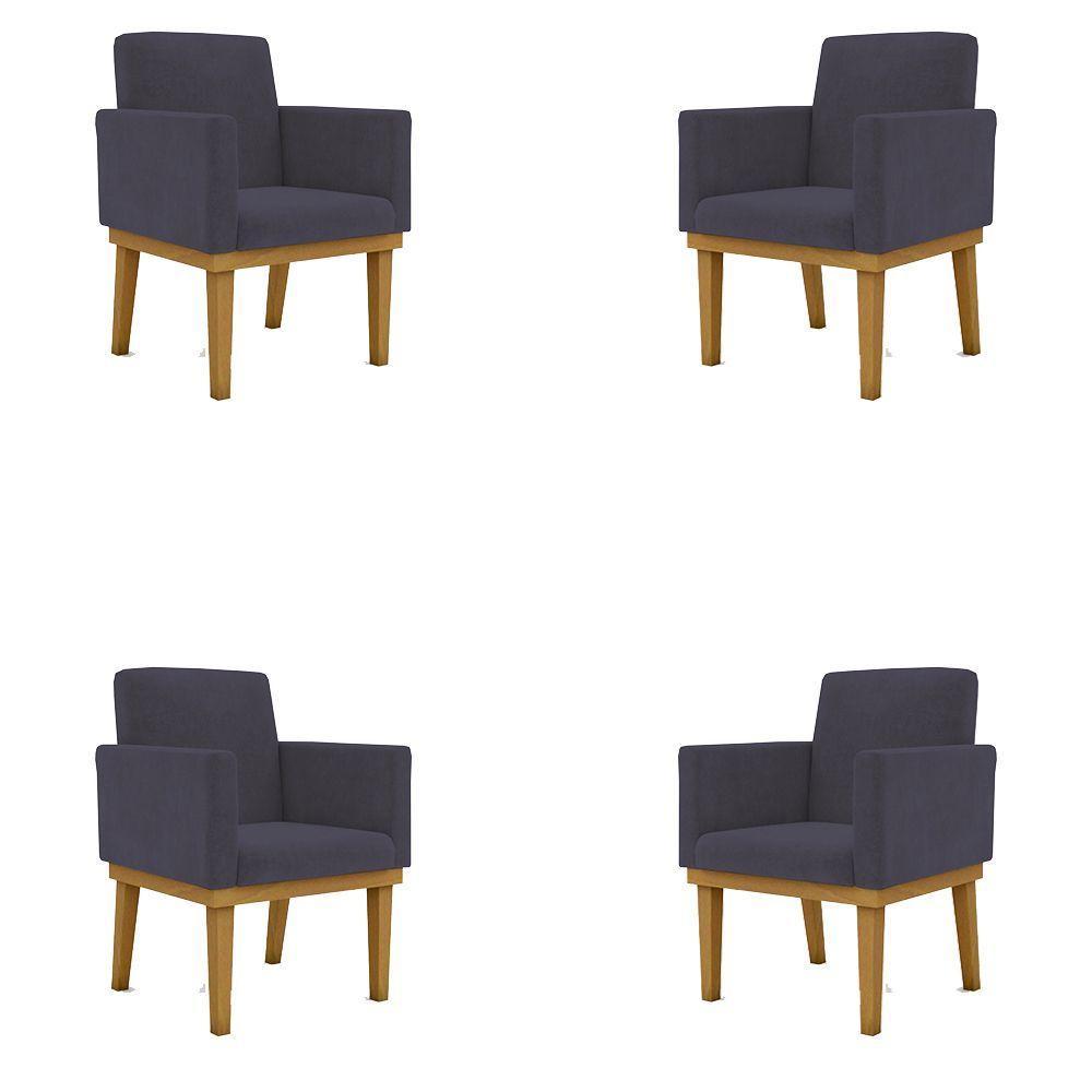 Kit 4 Poltronas Cinza Reforçadas Penteadeira Quarto - 1