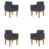 Kit 4 Poltronas Cinza Reforçadas Penteadeira Quarto - 1