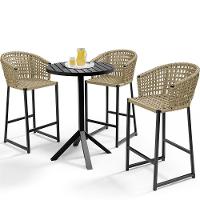 Kit Mesa Bistrô Com 03 Banquetas Área Gourmet D04 Bege - 1