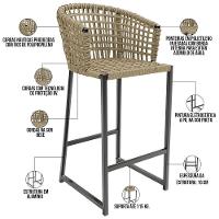 Kit Mesa Bistrô Com 03 Banquetas Área Gourmet D04 Bege - 8