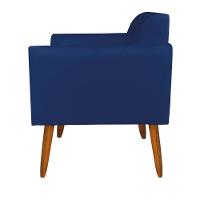 Poltrona Marisa Suede Azul Marinho Pés Palito Castanho - 10