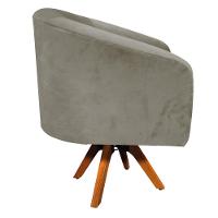 Poltrona Giratória Stella Suede Marrom Rato Base Madeira - 3