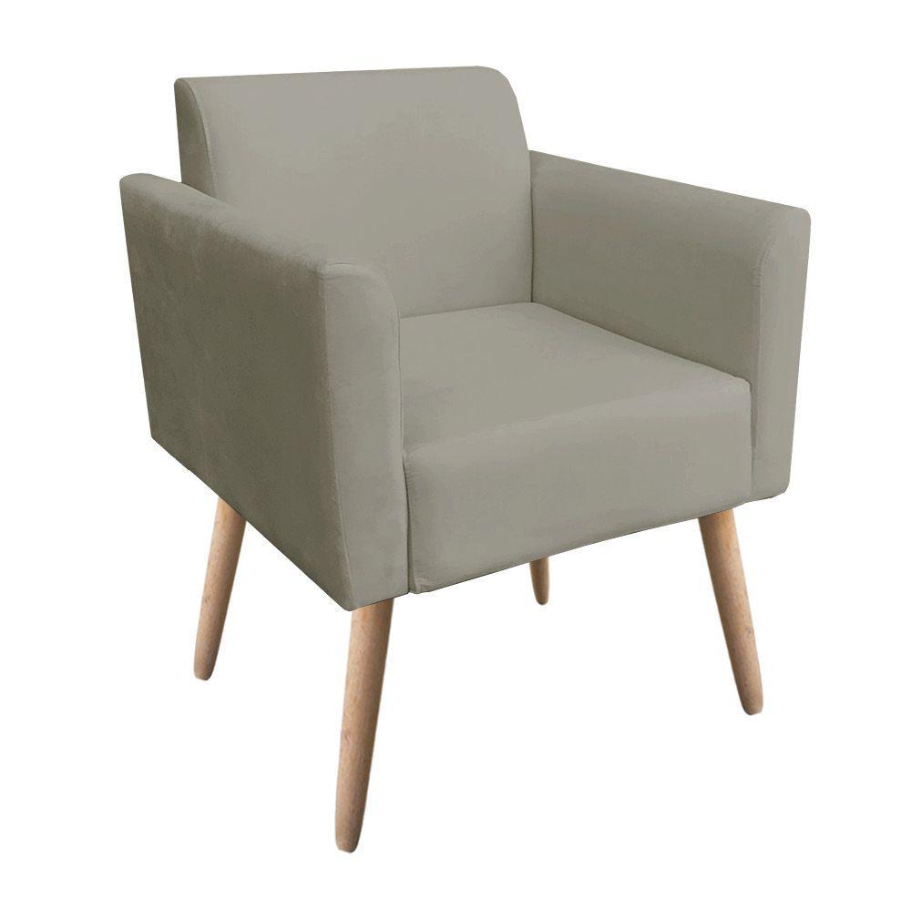 Poltrona Marisa Suede Marrom Rato Pés Palito Natural D´rossi - 2