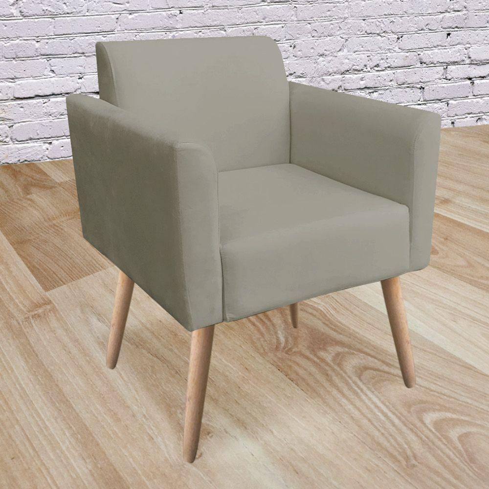 Poltrona Marisa Suede Marrom Rato Pés Palito Natural D´rossi - 8